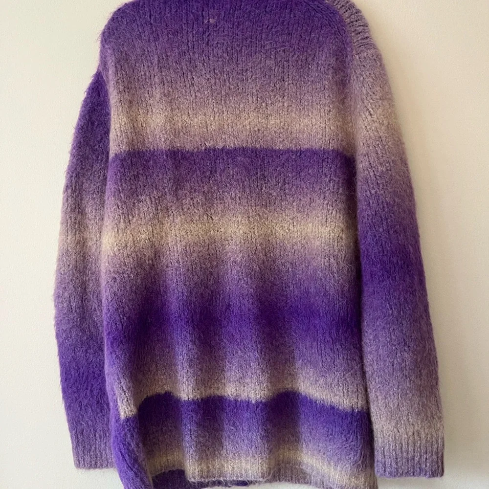 Tibi Ombre Purple and Cream Mohair Blend Cardigan - Picture 3 of 6